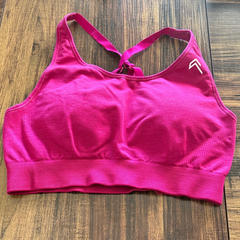Classic Seamless 2.0 Bralette | Fuchsia Marl (printed logo)